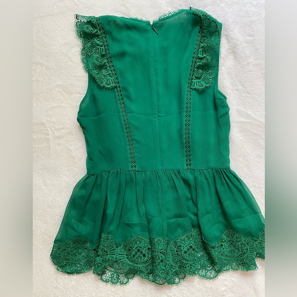 New Ted Baker Mixed Lace peplum SLVLS top💚I believe is a Small, see chart. - Picture 10 of 16